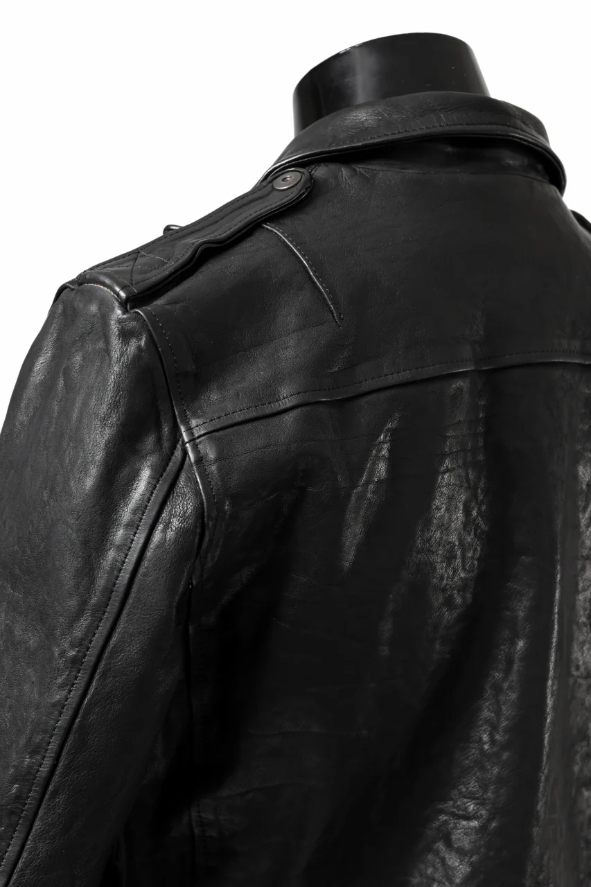 ISAMU KATAYAMA BACKLASH MOTO JACKET / ITALY-SHOULDER OBJECT DYED (BLACK) - Image 26