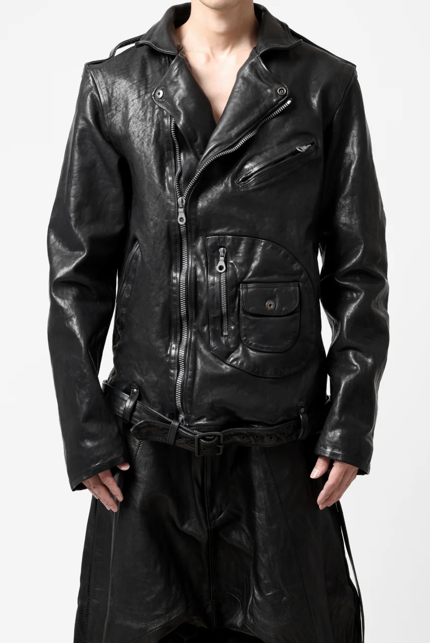 ISAMU KATAYAMA BACKLASH MOTO JACKET / ITALY-SHOULDER OBJECT DYED (BLACK) - Image 3
