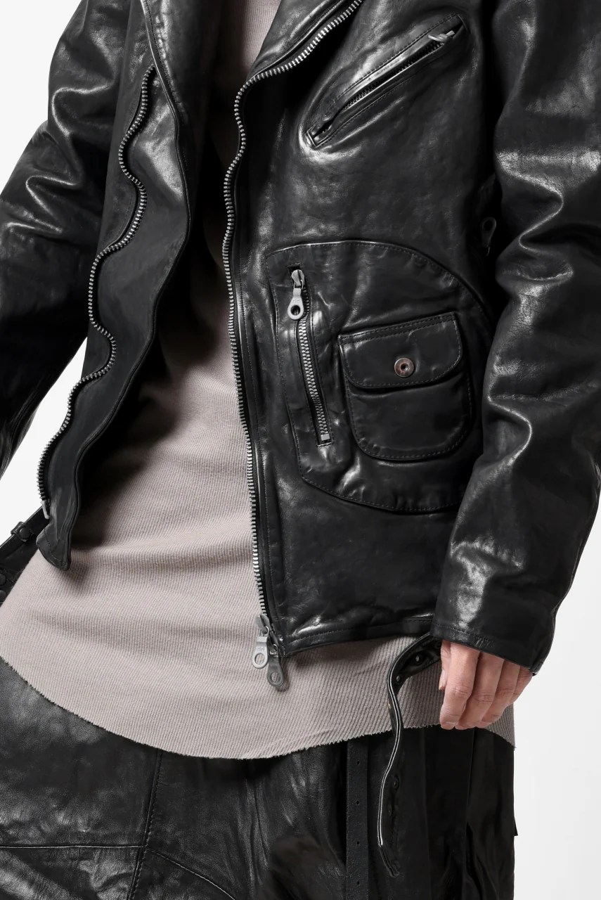 ISAMU KATAYAMA BACKLASH MOTO JACKET / ITALY-SHOULDER OBJECT DYED (BLACK) - Image 38
