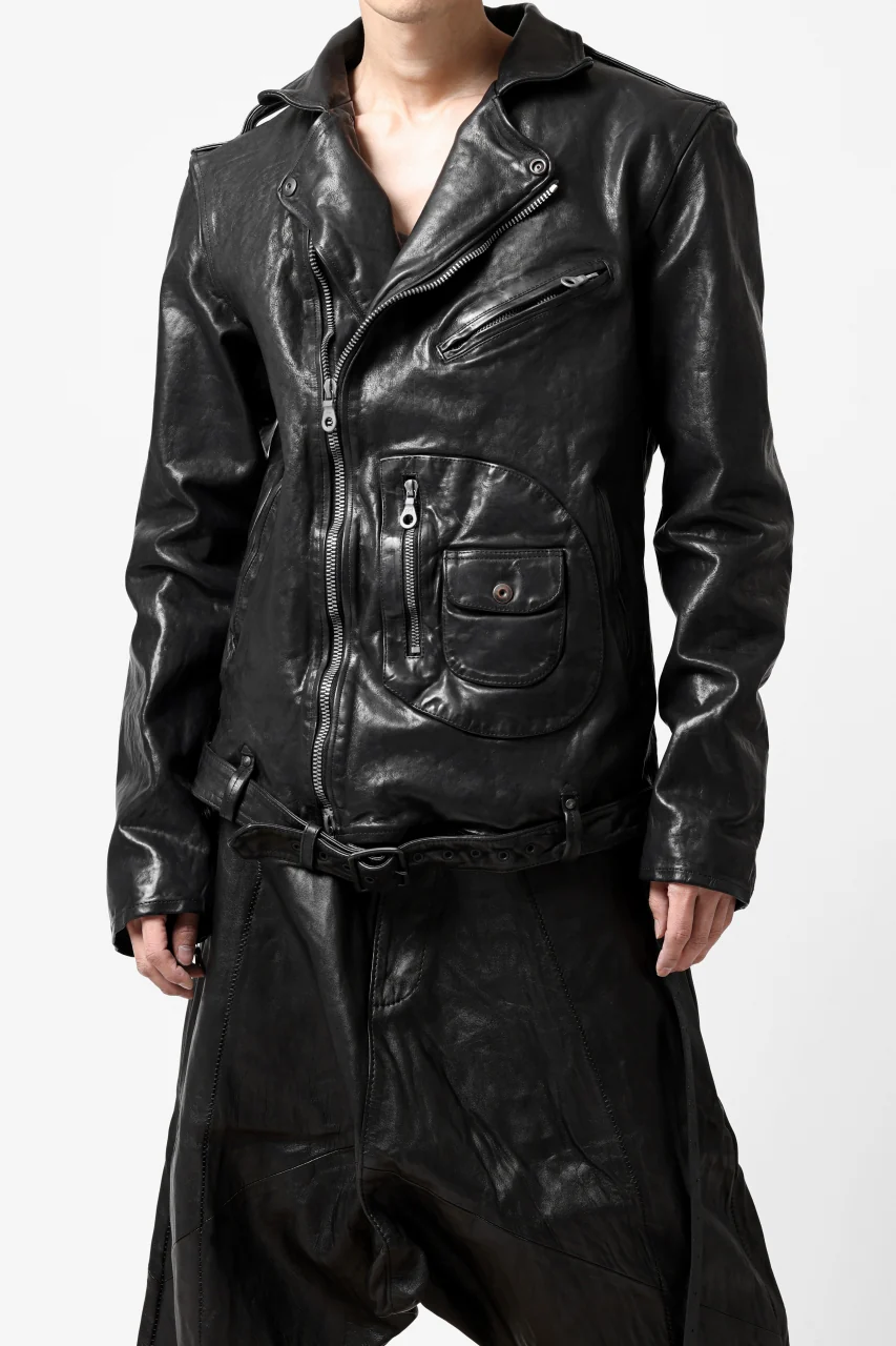 ISAMU KATAYAMA BACKLASH MOTO JACKET / ITALY-SHOULDER OBJECT DYED (BLACK) - Image 40