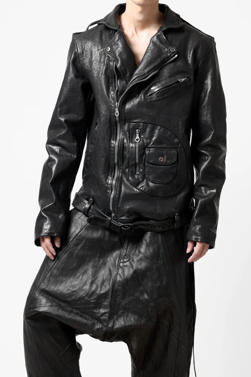 ISAMU KATAYAMA BACKLASH MOTO JACKET / ITALY-SHOULDER OBJECT DYED (BLACK) - Image 42