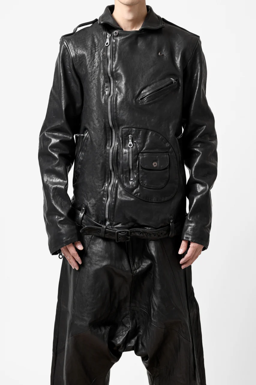 ISAMU KATAYAMA BACKLASH MOTO JACKET / ITALY-SHOULDER OBJECT DYED (BLACK) - Image 44