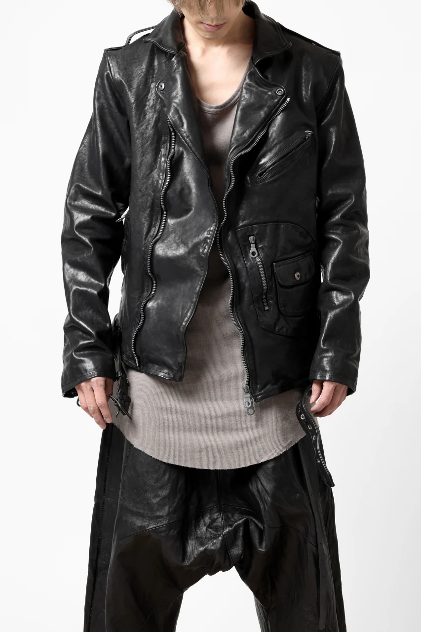 ISAMU KATAYAMA BACKLASH MOTO JACKET / ITALY-SHOULDER OBJECT DYED (BLACK) - Image 46