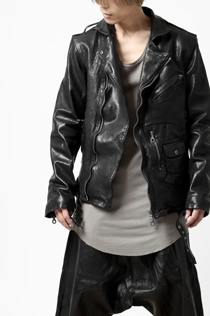 ISAMU KATAYAMA BACKLASH MOTO JACKET / ITALY-SHOULDER OBJECT DYED (BLACK) - Image 47
