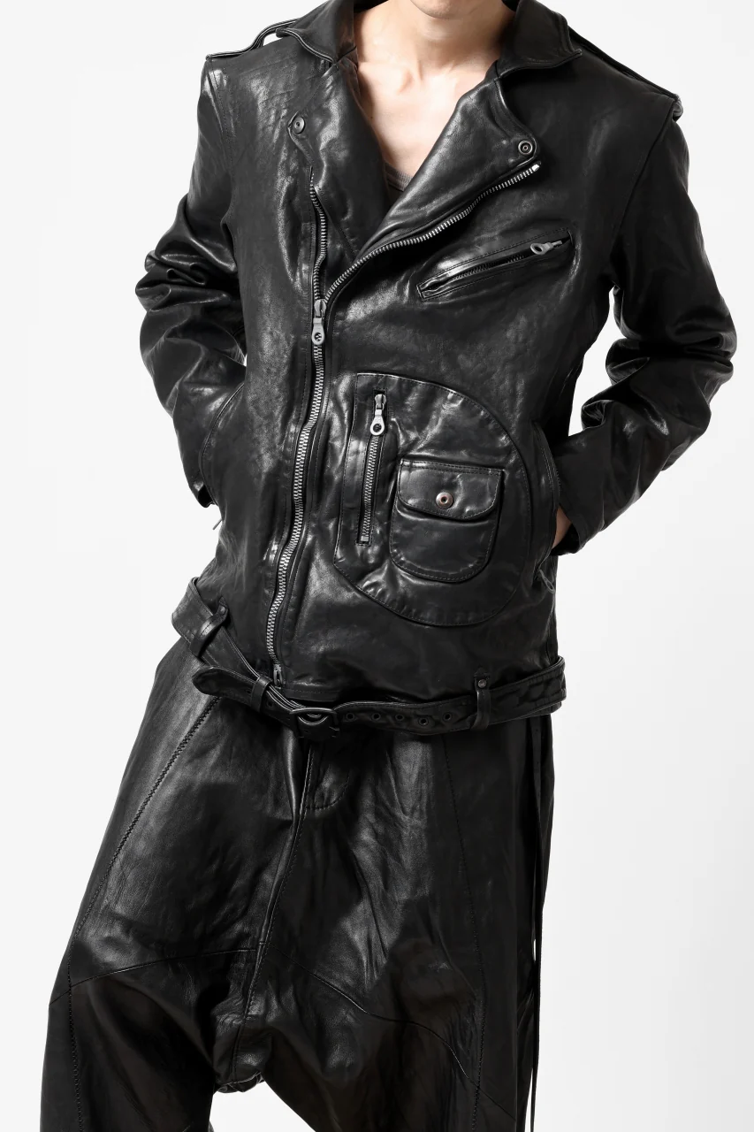 ISAMU KATAYAMA BACKLASH MOTO JACKET / ITALY-SHOULDER OBJECT DYED (BLACK) - Image 5