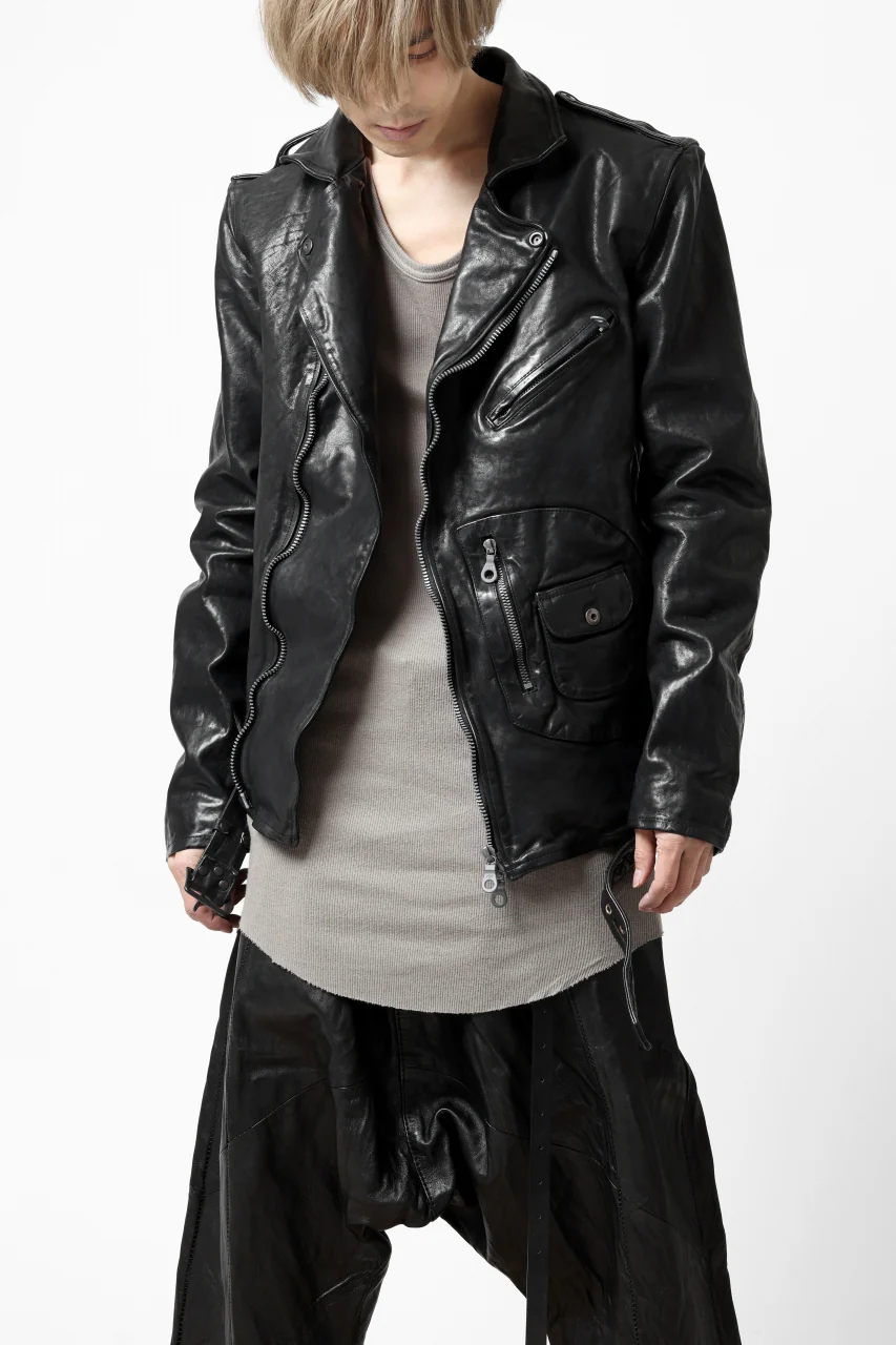 ISAMU KATAYAMA BACKLASH MOTO JACKET / ITALY-SHOULDER OBJECT DYED (BLACK) - Image 51