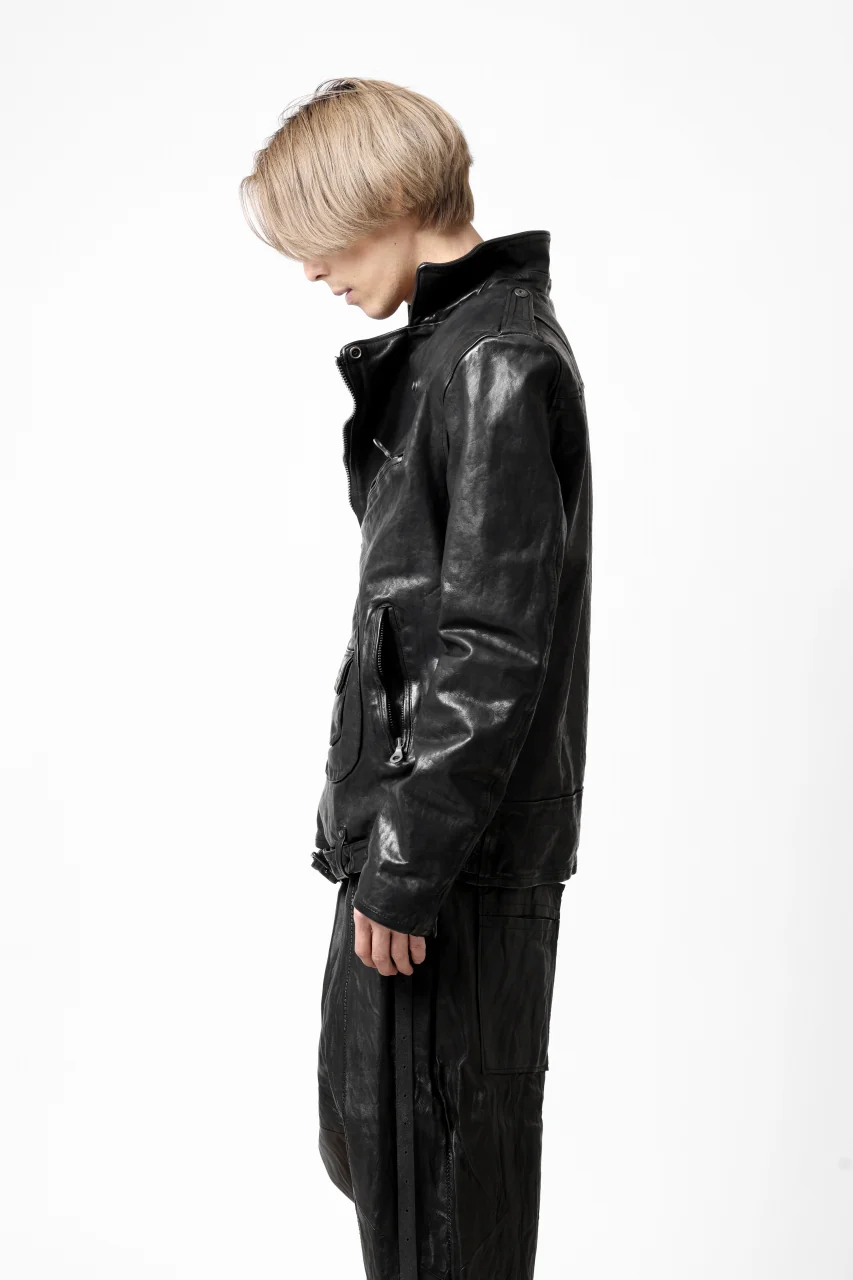 ISAMU KATAYAMA BACKLASH MOTO JACKET / ITALY-SHOULDER OBJECT DYED (BLACK) - Image 52