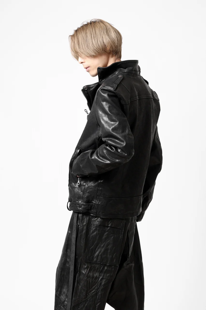 ISAMU KATAYAMA BACKLASH MOTO JACKET / ITALY-SHOULDER OBJECT DYED (BLACK) - Image 53