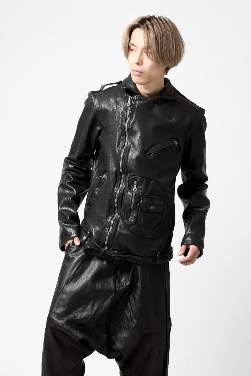 ISAMU KATAYAMA BACKLASH MOTO JACKET / ITALY-SHOULDER OBJECT DYED (BLACK) - Image 54