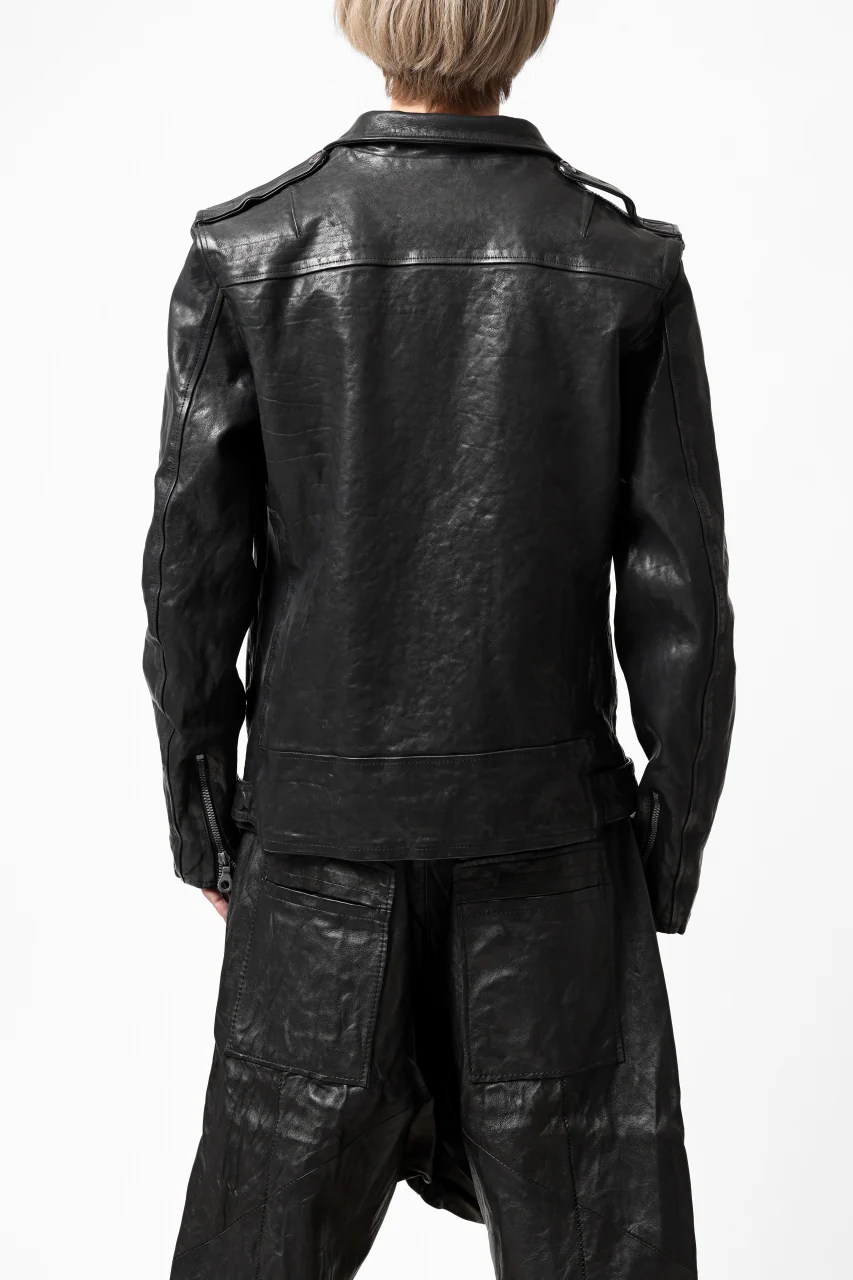 ISAMU KATAYAMA BACKLASH MOTO JACKET / ITALY-SHOULDER OBJECT DYED (BLACK) - Image 6