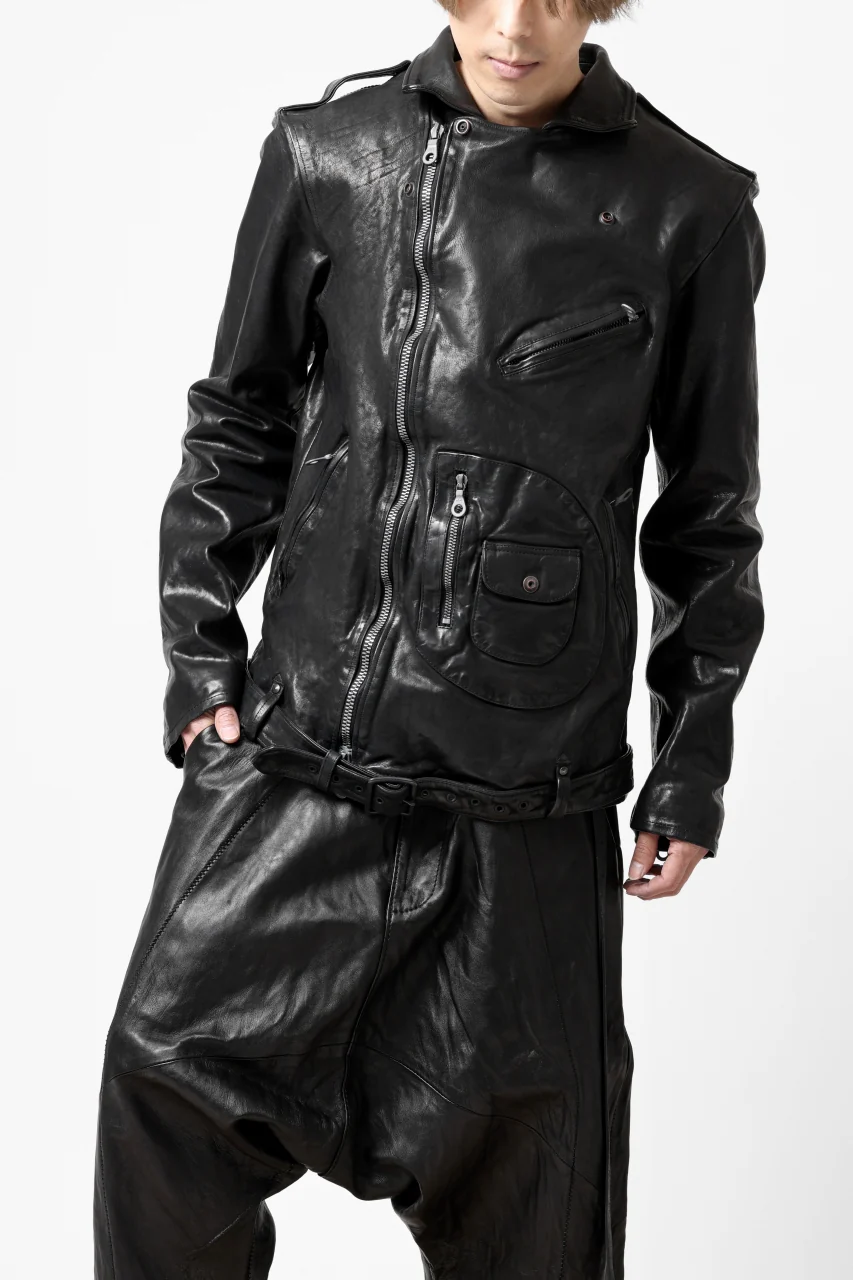 ISAMU KATAYAMA BACKLASH MOTO JACKET / ITALY-SHOULDER OBJECT DYED (BLACK) - Image 7