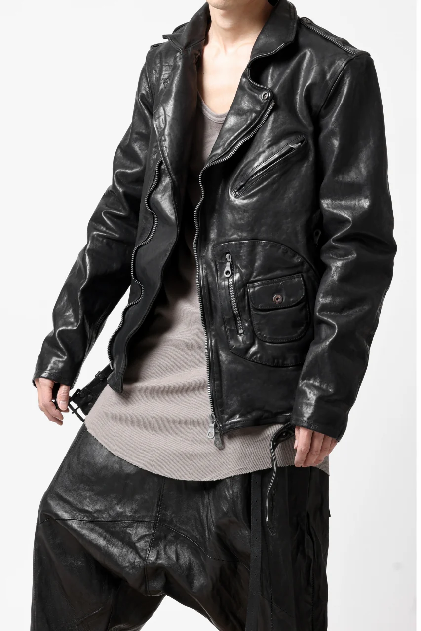 ISAMU KATAYAMA BACKLASH MOTO JACKET / ITALY-SHOULDER OBJECT DYED (BLACK) - Image 8