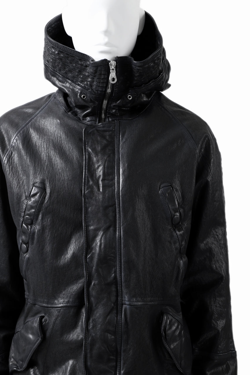 ISAMU KATAYAMA BACKLASH N-3B FLIGHT JACKET / GOAT LEATHER (GARMENT + SPRAY DYED BLACK) - Image 13