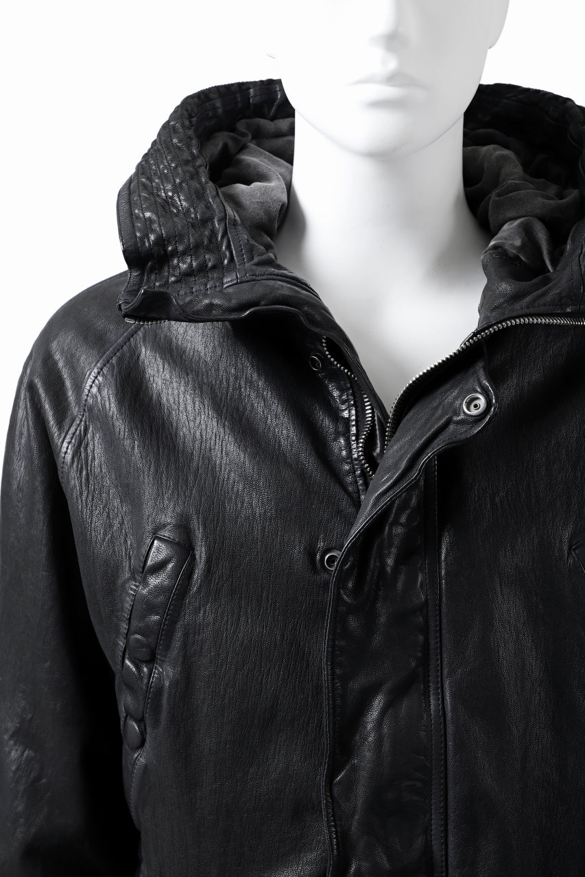 ISAMU KATAYAMA BACKLASH N-3B FLIGHT JACKET / GOAT LEATHER (GARMENT + SPRAY DYED BLACK) - Image 17