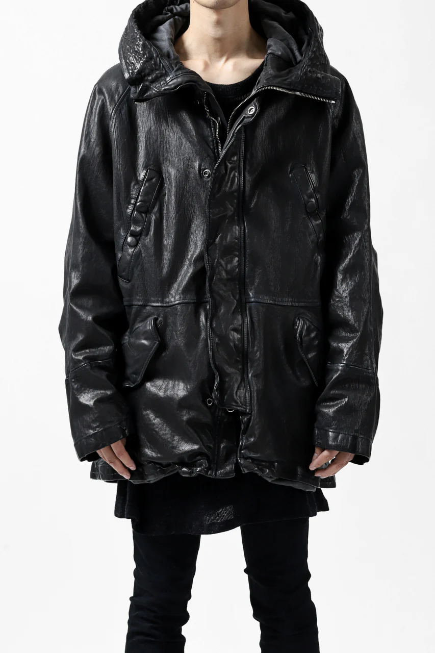 ISAMU KATAYAMA BACKLASH N-3B FLIGHT JACKET / GOAT LEATHER (GARMENT + SPRAY DYED BLACK) - Image 2