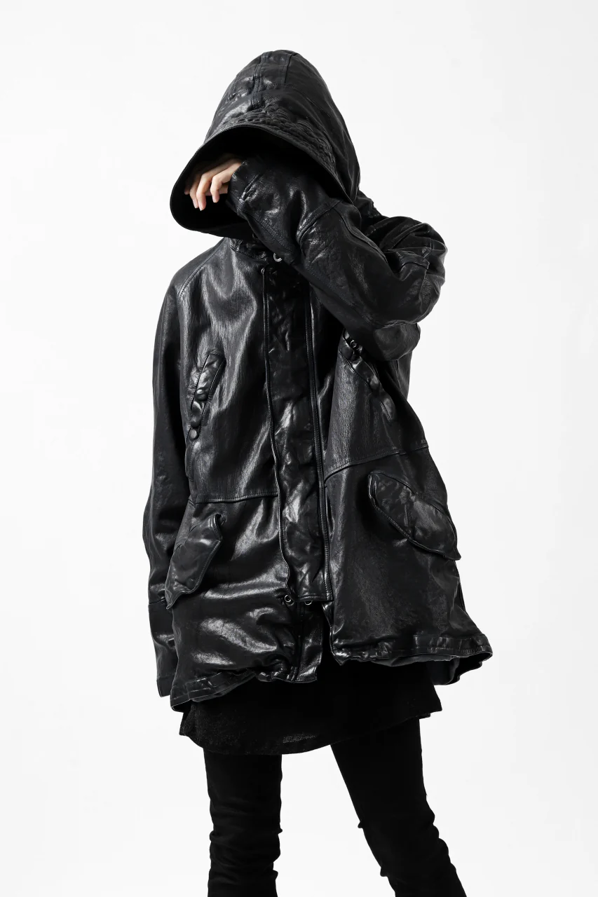 ISAMU KATAYAMA BACKLASH N-3B FLIGHT JACKET / GOAT LEATHER (GARMENT + SPRAY DYED BLACK) - Image 40