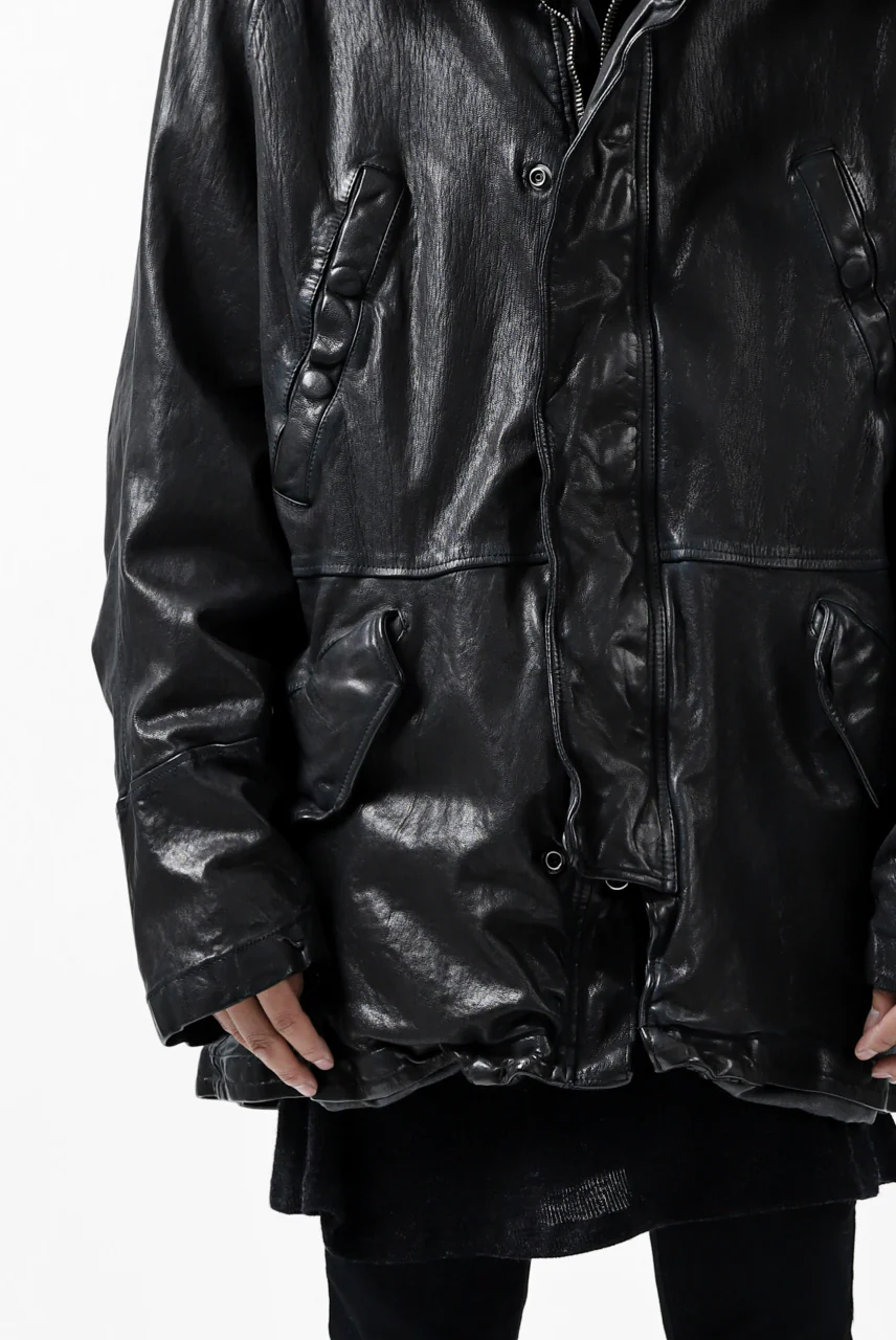 ISAMU KATAYAMA BACKLASH N-3B FLIGHT JACKET / GOAT LEATHER (GARMENT + SPRAY DYED BLACK) - Image 45