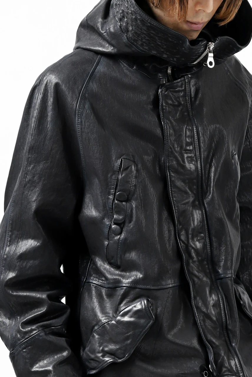 ISAMU KATAYAMA BACKLASH N-3B FLIGHT JACKET / GOAT LEATHER (GARMENT + SPRAY DYED BLACK) - Image 46