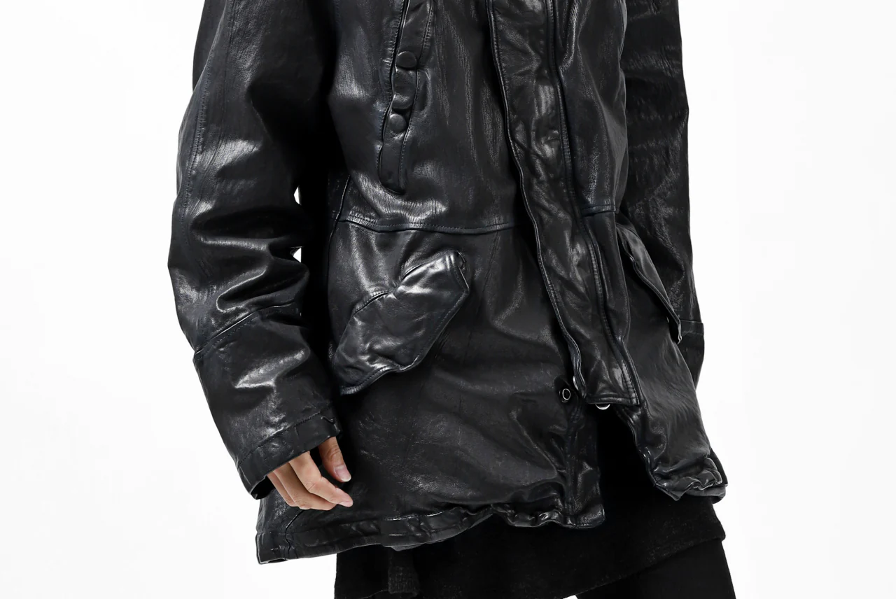ISAMU KATAYAMA BACKLASH N-3B FLIGHT JACKET / GOAT LEATHER (GARMENT + SPRAY DYED BLACK) - Image 57