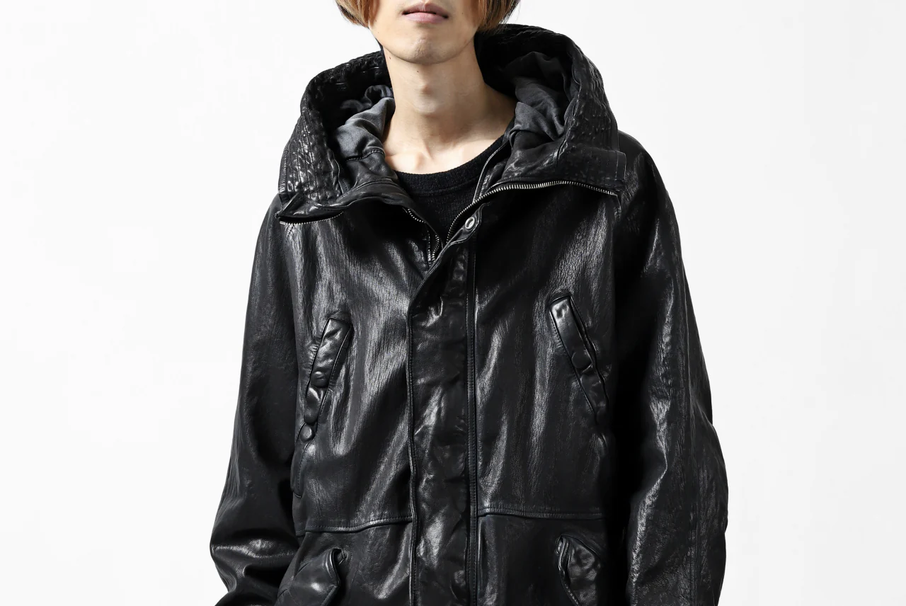 ISAMU KATAYAMA BACKLASH N-3B FLIGHT JACKET / GOAT LEATHER (GARMENT + SPRAY DYED BLACK) - Image 58