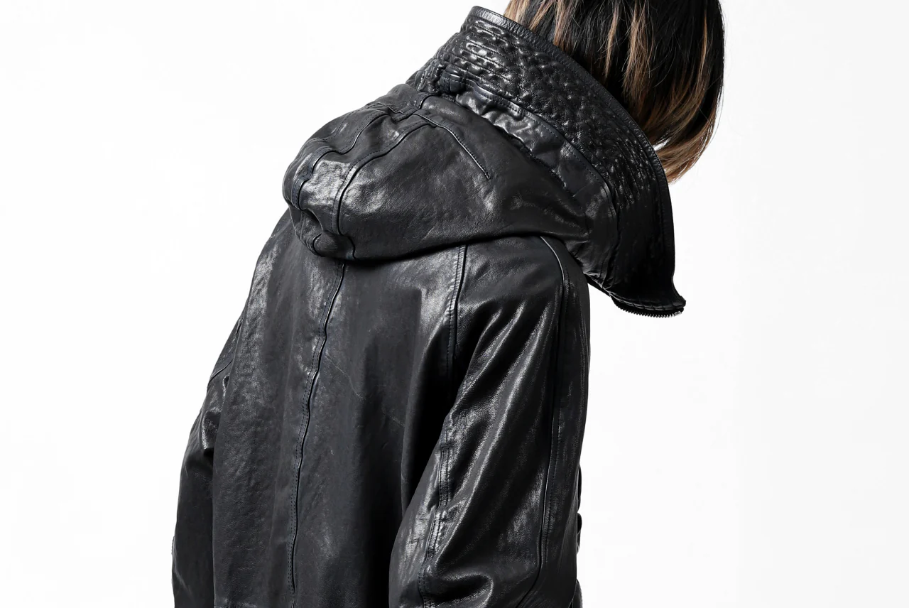 ISAMU KATAYAMA BACKLASH N-3B FLIGHT JACKET / GOAT LEATHER (GARMENT + SPRAY DYED BLACK) - Image 60