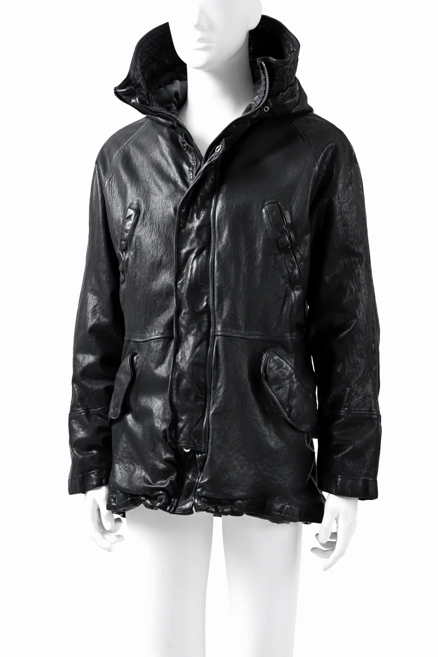 ISAMU KATAYAMA BACKLASH N-3B FLIGHT JACKET / GOAT LEATHER (GARMENT + SPRAY DYED BLACK) - Image 7