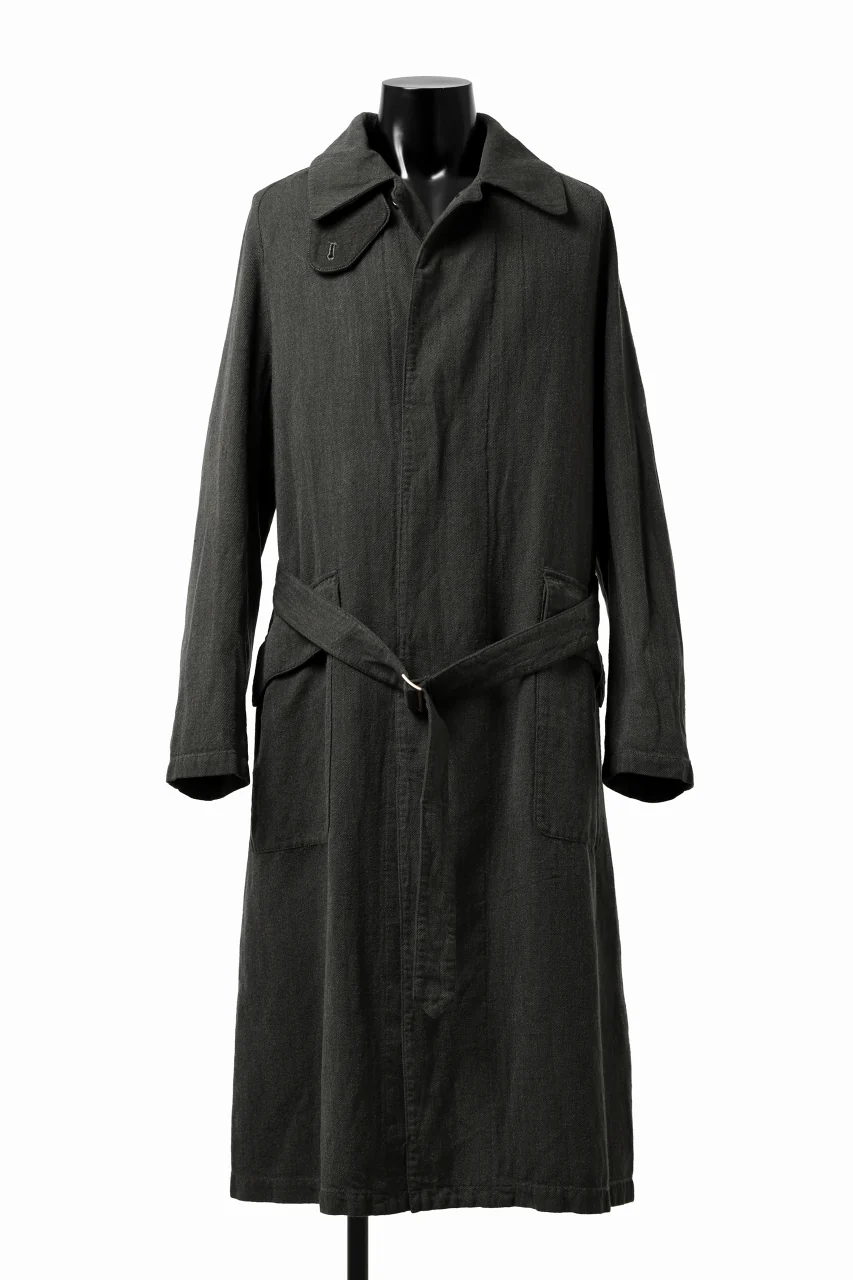 ISAMU KATAYAMA BACKLASH OVER COAT / GARMENT NATURAL DYED WOVEN + ELECTRIC HEATING LINER (LEAF)