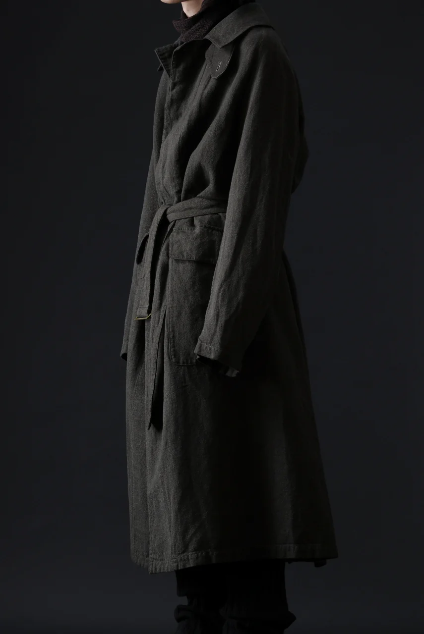ISAMU KATAYAMA BACKLASH OVER COAT / GARMENT NATURAL DYED WOVEN + ELECTRIC HEATING LINER (LEAF) - Image 5