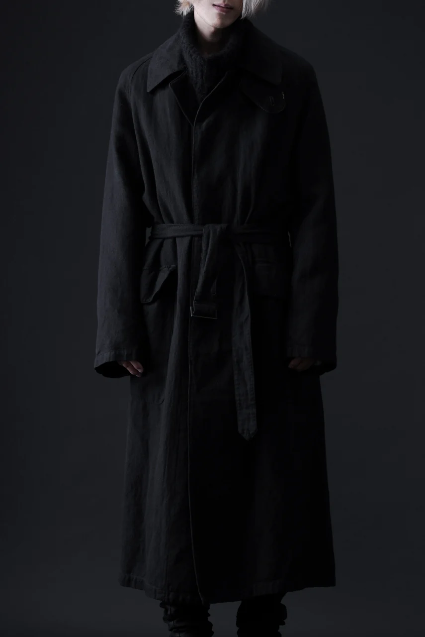 ISAMU KATAYAMA BACKLASH OVER COAT / GARMENT NATURAL DYED WOVEN + ELECTRIC HEATING LINER (SUMI) - Image 2