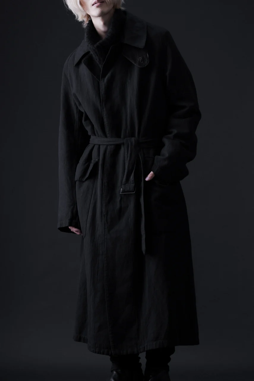 ISAMU KATAYAMA BACKLASH OVER COAT / GARMENT NATURAL DYED WOVEN + ELECTRIC HEATING LINER (SUMI) - Image 3