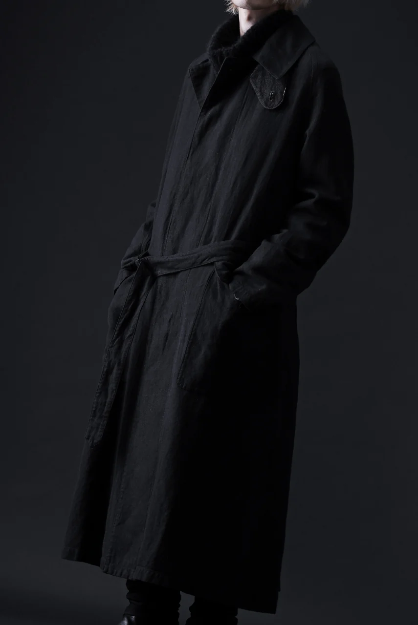 ISAMU KATAYAMA BACKLASH OVER COAT / GARMENT NATURAL DYED WOVEN + ELECTRIC HEATING LINER (SUMI) - Image 4