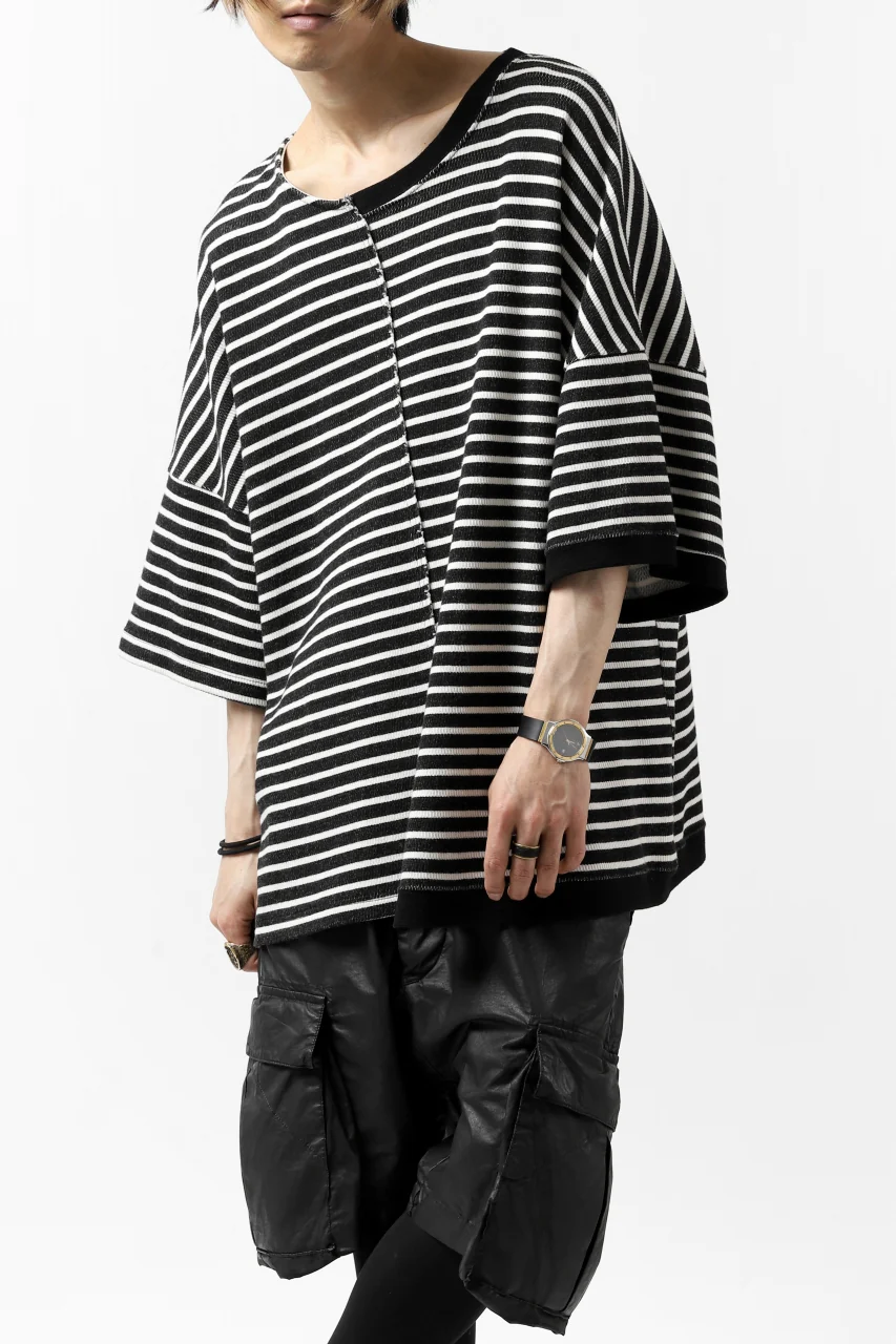 ISAMU KATAYAMA BACKLASH OVERSIZED SWITCHING TOPS / COTTON HONEYCOMB (BORDER) - Image 5