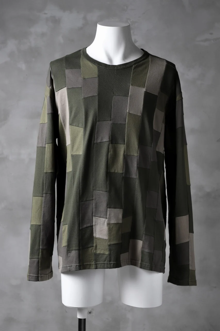 ISAMU KATAYAMA BACKLASH PATCHWORK-PRODUCTION JERSEY TOPS (KHAKI)