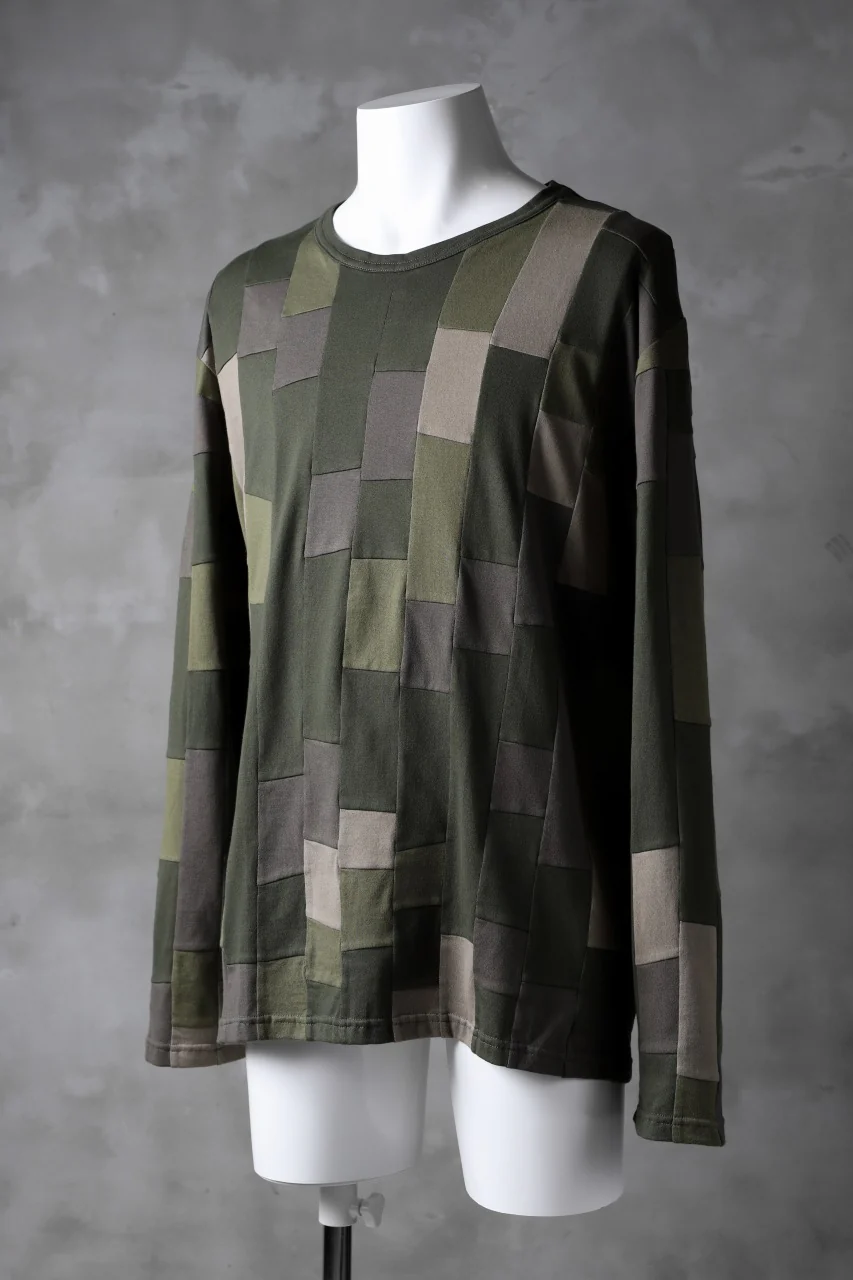 ISAMU KATAYAMA BACKLASH PATCHWORK-PRODUCTION JERSEY TOPS (KHAKI) - Image 2