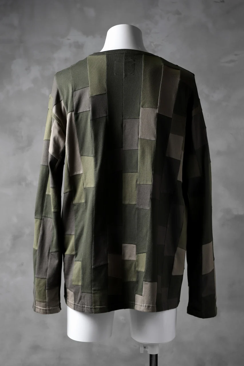ISAMU KATAYAMA BACKLASH PATCHWORK-PRODUCTION JERSEY TOPS (KHAKI) - Image 3