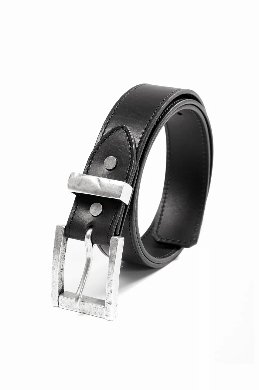 ISAMU KATAYAMA BACKLASH ROLLER-BUCKLE BELT 35mm / OBJECT DYED JP SHOULDER LEATHER (BLACK) - Image 2