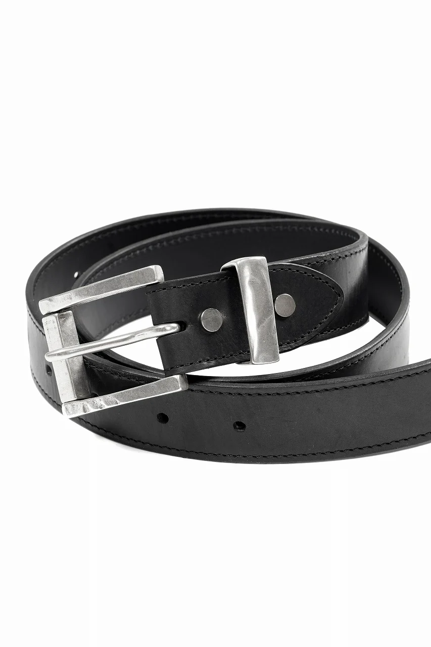 ISAMU KATAYAMA BACKLASH ROLLER-BUCKLE BELT 35mm / OBJECT DYED JP SHOULDER LEATHER (BLACK) - Image 4