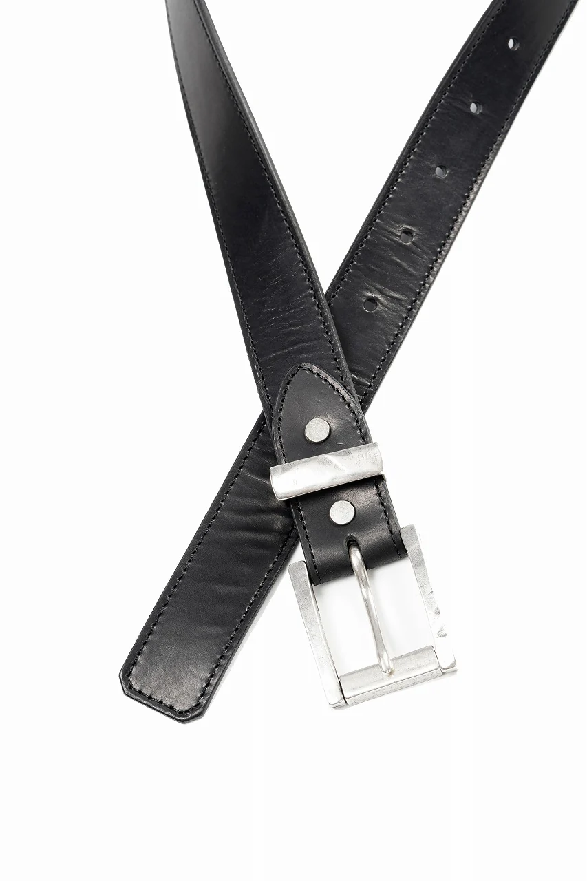 ISAMU KATAYAMA BACKLASH ROLLER-BUCKLE BELT 35mm / OBJECT DYED JP SHOULDER LEATHER (BLACK) - Image 6