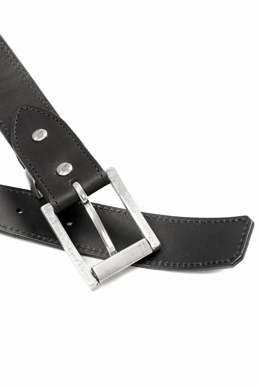 ISAMU KATAYAMA BACKLASH ROLLER-BUCKLE BELT 35mm / OBJECT DYED JP SHOULDER LEATHER (BLACK) - Image 7