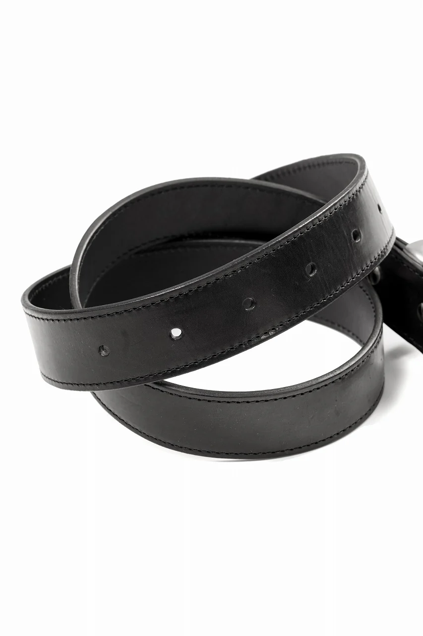 ISAMU KATAYAMA BACKLASH ROLLER-BUCKLE BELT 35mm / OBJECT DYED JP SHOULDER LEATHER (BLACK) - Image 9