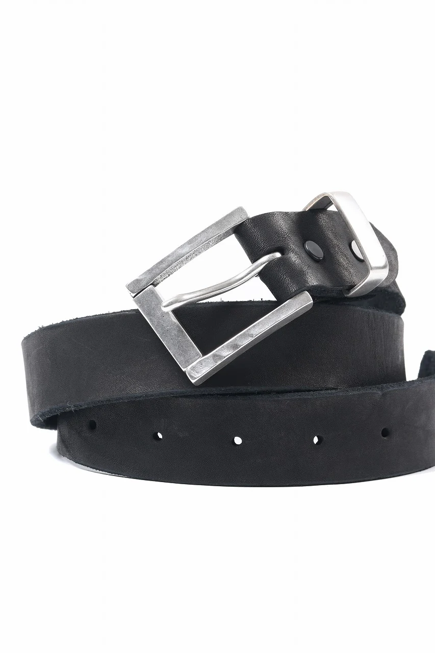 ISAMU KATAYAMA BACKLASH PIN-BELT 35mm / OBJECT DYED DOUBLE SHOULDER LEATHER (BLACK) - Image 9