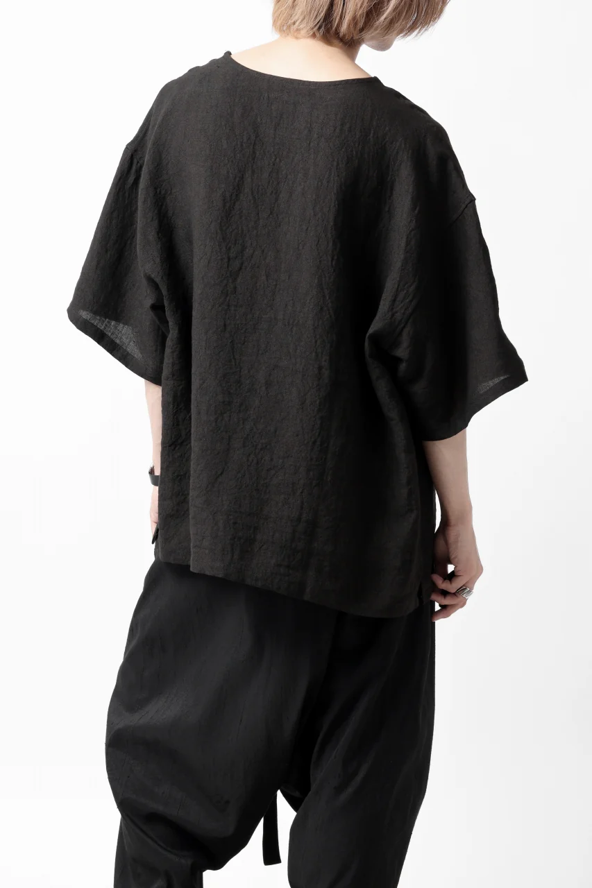 ISAMU KATAYAMA BACKLASH PULLOVER POCKET SHIRT / SOFT LINEN (BLACK) - Image 11