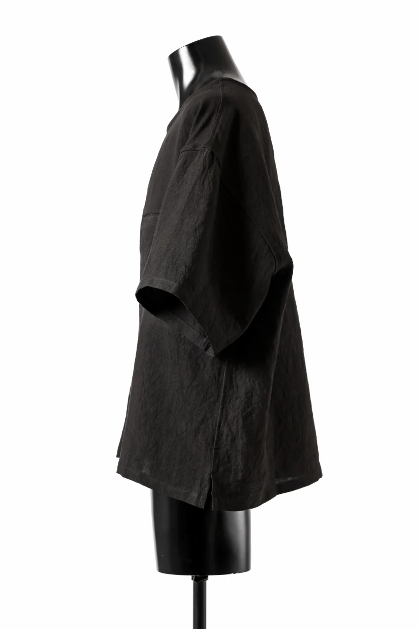 ISAMU KATAYAMA BACKLASH PULLOVER POCKET SHIRT / SOFT LINEN (BLACK) - Image 12