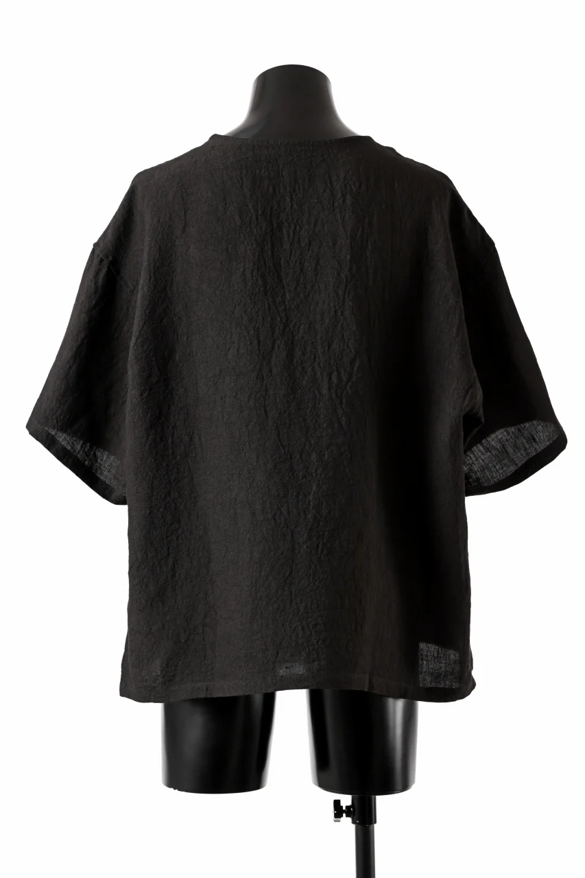 ISAMU KATAYAMA BACKLASH PULLOVER POCKET SHIRT / SOFT LINEN (BLACK) - Image 13