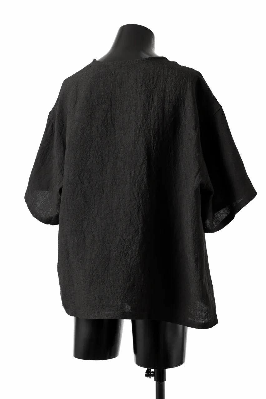ISAMU KATAYAMA BACKLASH PULLOVER POCKET SHIRT / SOFT LINEN (BLACK) - Image 14