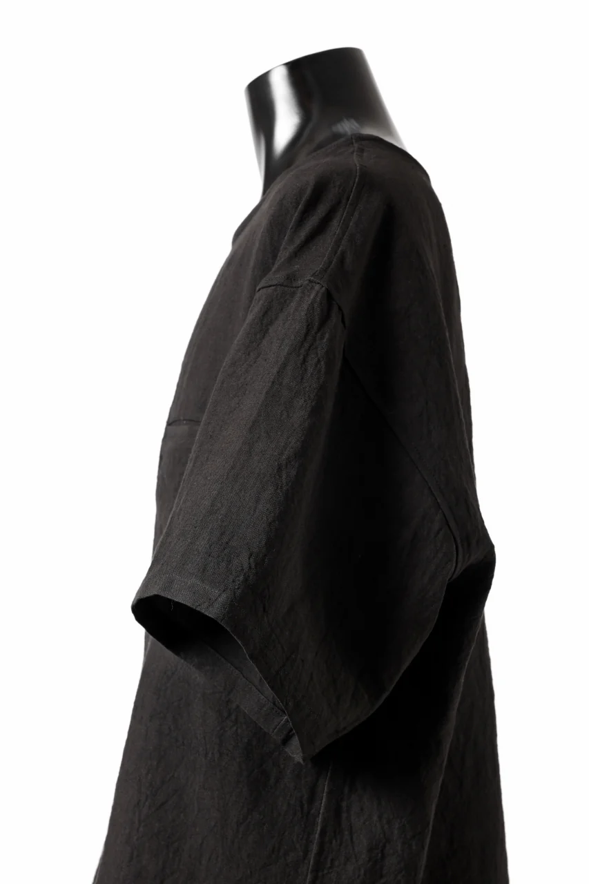 ISAMU KATAYAMA BACKLASH PULLOVER POCKET SHIRT / SOFT LINEN (BLACK) - Image 18
