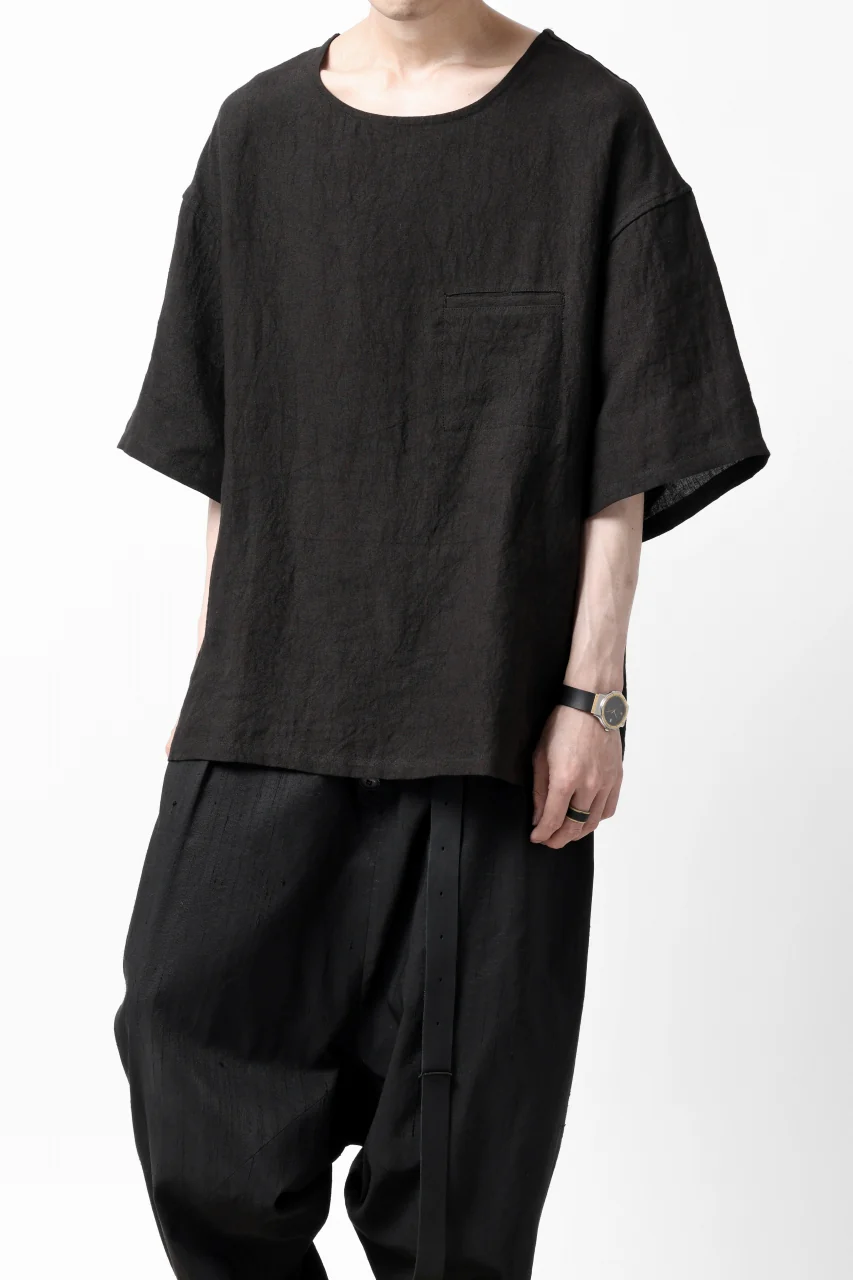 ISAMU KATAYAMA BACKLASH PULLOVER POCKET SHIRT / SOFT LINEN (BLACK) - Image 2