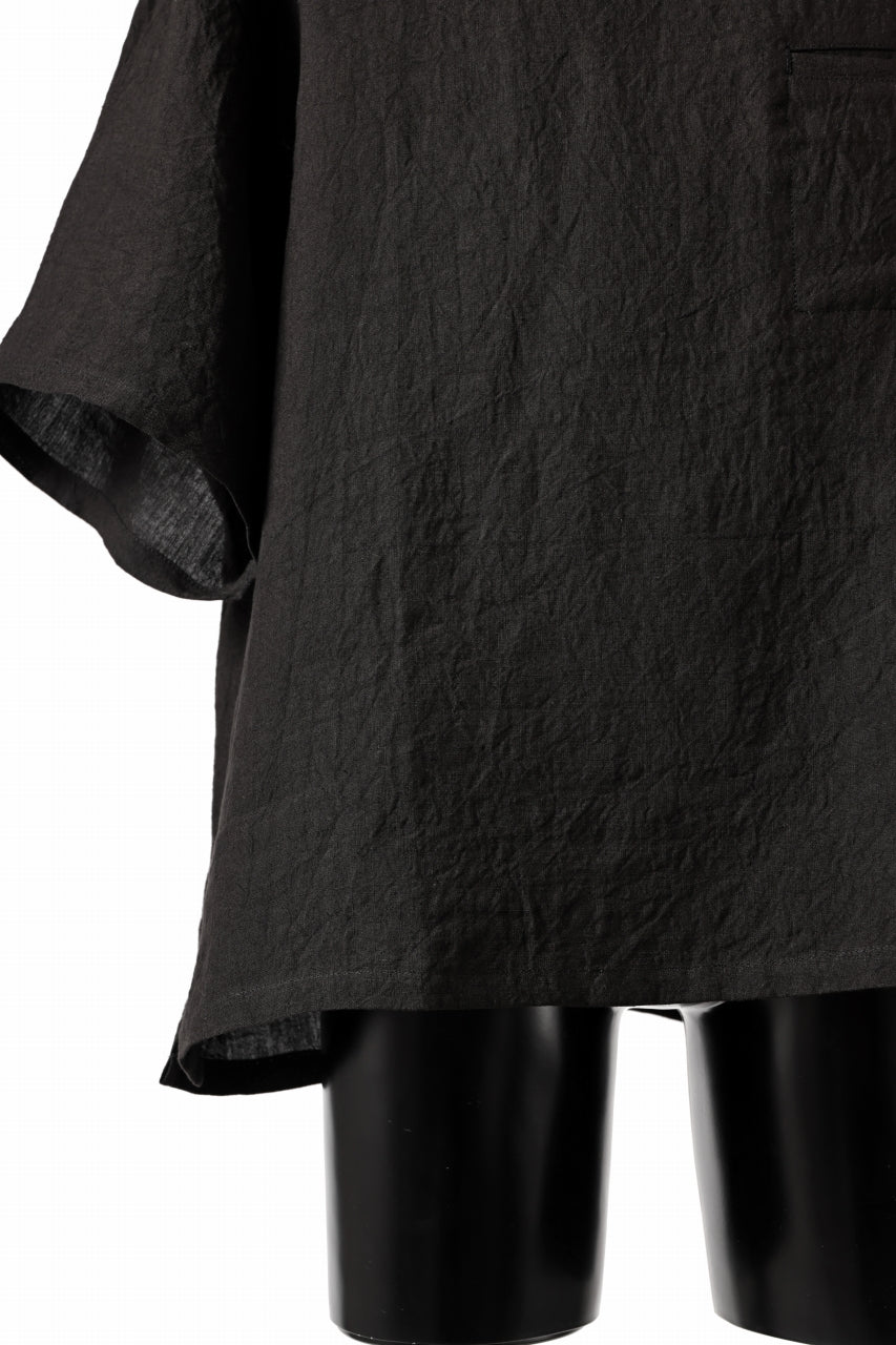 ISAMU KATAYAMA BACKLASH PULLOVER POCKET SHIRT / SOFT LINEN (BLACK) - Image 20