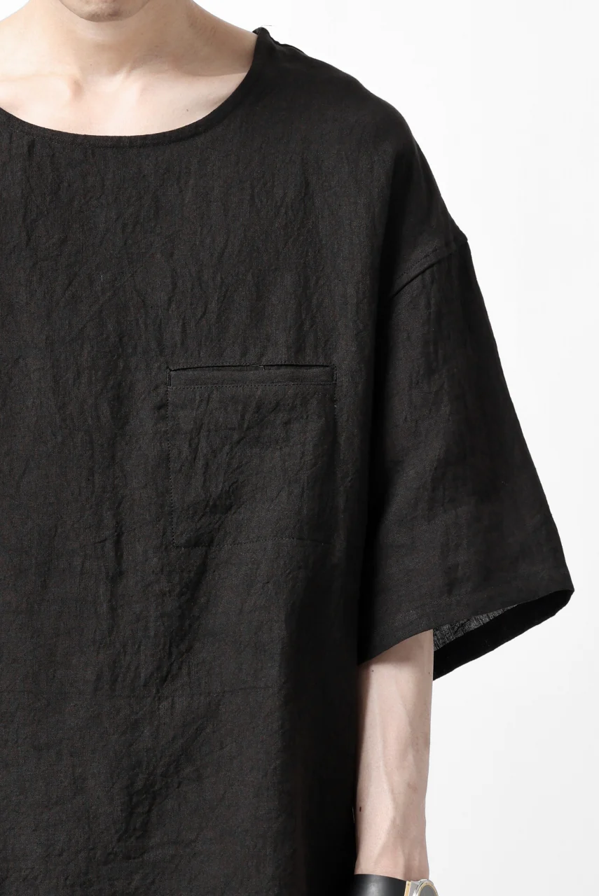 ISAMU KATAYAMA BACKLASH PULLOVER POCKET SHIRT / SOFT LINEN (BLACK) - Image 24