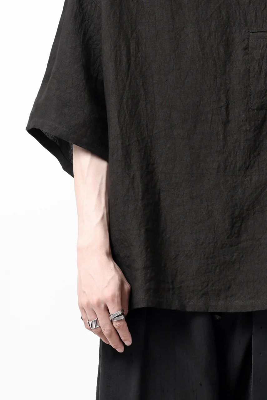 ISAMU KATAYAMA BACKLASH PULLOVER POCKET SHIRT / SOFT LINEN (BLACK) - Image 25